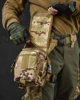 Тактическая поясная сумка на ногу SWAT Cordura 1000D мультикам (11926)