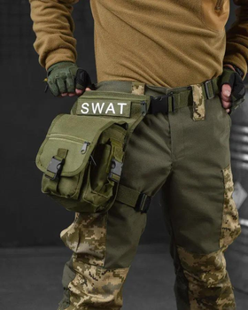 Тактическая поясная сумка на ногу SWAT Cordura 1000D олива (16703)