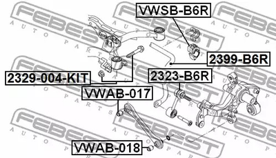 Сайлентблок задней поперечной тяги Audi A3/Octavia 04-13, FEBEST (VWAB017)