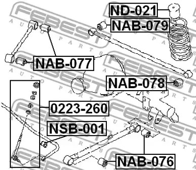 Сайлентблок заднего рычага NISSAN TERRANO, PATHFINDER 90-07, FEBEST (NAB078)