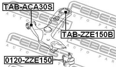 Сайлентблок переднего рычага (задний) RAV 4 12-, FEBEST (TABZZE150B)