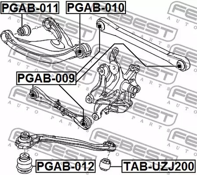 Сайлентблок заднего верхнего рычага Citroen C6/Peugeot 407 04-12, FEBEST (PGAB010)