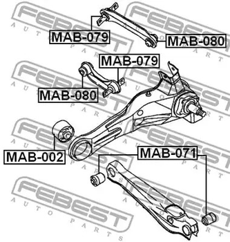 Сайлентблок задней поперечной тяги Lancer/Outlander 95-06, FEBEST (MAB071)