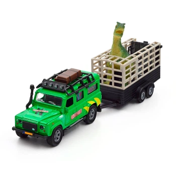 Игровой набор Land Rover с прицепом и динозавром TechnoDrive металлический 29 см