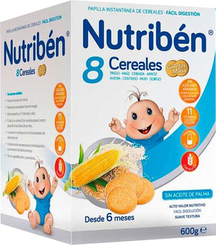 Дитячі злакові пластівці Nutriben 8 Cereals із крекерами Марія 600 г (8430094056379)