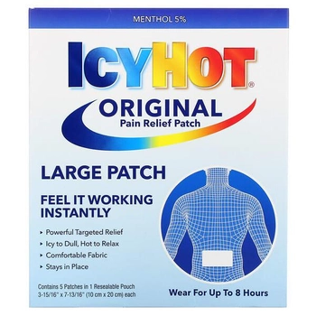 Пластир знеболюючий Icy Hot оригінальні болезаспокійливі великі 5 штук