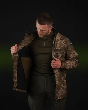 Куртка мужская с капюшоном демисезон Omega Softshell Пиксель S