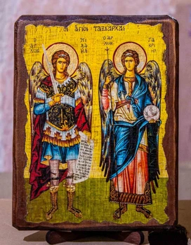 Ікона Архангел Михайло та Архангел Гавриїл під старовину (210*280 мм)