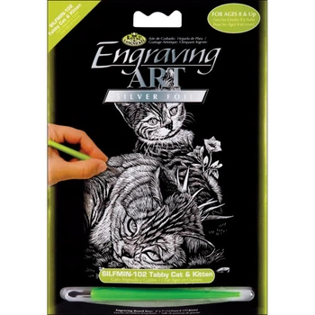 Набір для подряпини Royal & Langnickel Гравюра Silver Foil Смугастий кіт і кошеня (SILMIN 102)
