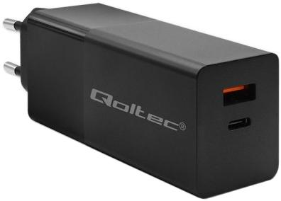 Мережевий зарядний пристрій Qoltec GaN Power Pro Charger USB-C USB-A 100W 5-20V 1.5-5A Black