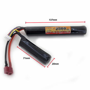 Акумулятор Li-Ion 11.1V 20-40C 2 11.1V 20-40C 2500mAh 2+1 stick круглий (VBPower) (для страйкболу)