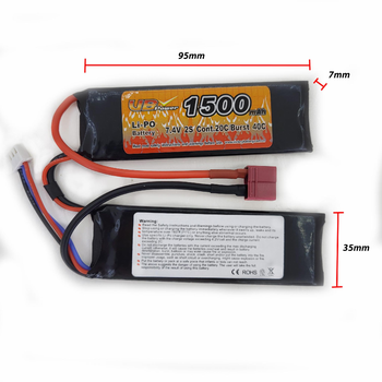 Аккумулятор LiPo 7.4V 1500mAh - 2 stick 20-40C Т-коннектор (VBPower) (для страйкбола)