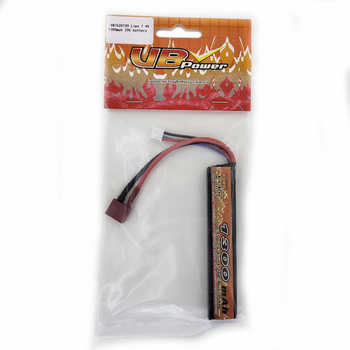 Аккумулятор LiPo 7.4V 1300mAh - stick 20-40C моноблок Т-коннектор (VBPower) (для страйкбола)