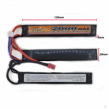 Аккумулятор LiPo 11.1V 2000mah - 3 stick 20-40C нунчаки Т-коннектор (VBPower) (для страйкбола)