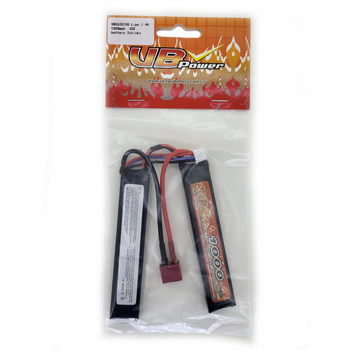 Аккумулятор LiPo 7.4V 1000mAh - 2 sticks 20-40C нунчаки, Т-коннектор (VBPower) (для страйкбола)