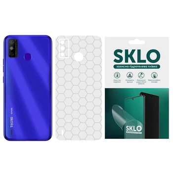 Защитная плёнка SKLO Back Transparent на тыльную сторону для TECNO Pova 3 (LF7n) (Прозрачный / Соты) (161557)
