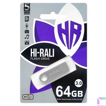 Флеш накопитель USB 3.0 Hi-Rali Shuttle 64 GB Серебряная серия (Серебряный) (184465)