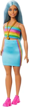 Кукла Барби Модница в радужном топе с длинными голубыми волосами Barbie Fashionistas 65th Anniversary Rainbow Top 218 (HRH16)