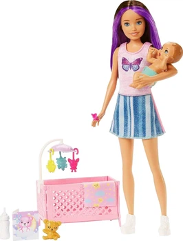 Кукла Барби Скиппер Няня с малышом Сладкие сны Barbie Skipper Babysitters Inc. Crib with Baby Doll (HJY33)