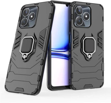 Чехол Iron Ring для Realme C53 / RMX3760 противоударный бампер с подставкой Black