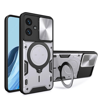 Чохол Magnetic Shield для Motorola Moto G54/G54 Power бампер протиударний із підставкою Silver