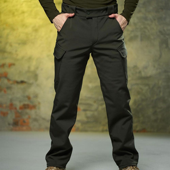 Утепленные мужские брюки Intruder Peak Softshell с 6-ю карманами / Плотные Брюки на флисе хаки размер XL