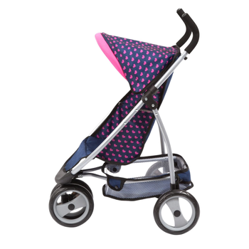 Коляска для ляльки Bayer Jogger Dolls Pram With Pink Hearts & Unicorn Темно-синя 50 см (4003336399547)