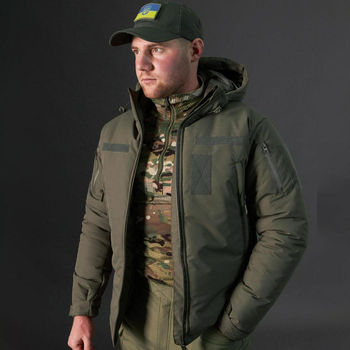 Мужская зимняя Куртка Thermo-Loft на флисе с Липучками под шевроны олива размер L
