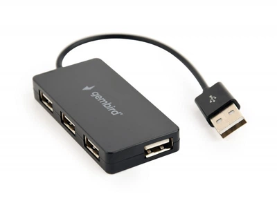 Хаб Gembird UHB-U2P4-04 на 4 порта USB 2.0, пластик, черный