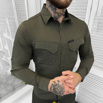 Мужская крепкая Рубашка Combat RipStop на пуговицах с карманами олива размер L