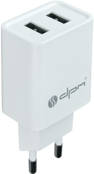 Мережевий зарядний пристрій DPM 2 x USB білий (5906881212608)