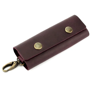 Ключница кожаная с карабином HandyCover HC0055 бордовая