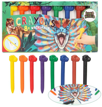 Набір воскових олівців Rarewaves Dino World Crayon With Dino Topper 8 шт (4010070634575)