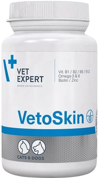 Харчова добавка VetExpert VetoSkin для підтримання здоров'я шкіри та якості шерсті у котів і собак 90 капсул (5907752658266)