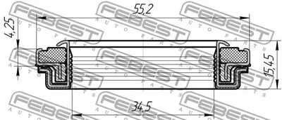 Сальник приводу 34.5x55.2x4.25x15.45, FEBEST (95RFW35550416X)