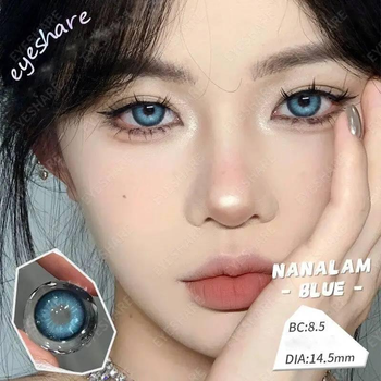 Линзы цветные Eyeshare без диоптрий голубые Nanalam BLue + контейнер для хранения