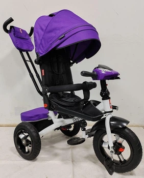 Велосипед Коляска трехколесный BestTrike складной руль, фара музыка с USB, поворотное сидение, фиолетовый, 6088 F – 810-25
