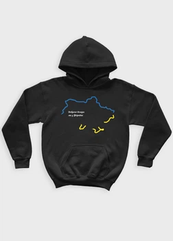 Худі MODNO з патріотичним принтом Мапа України 92 см Чорний (HDKids-001-1-BL-005-1-027-G)