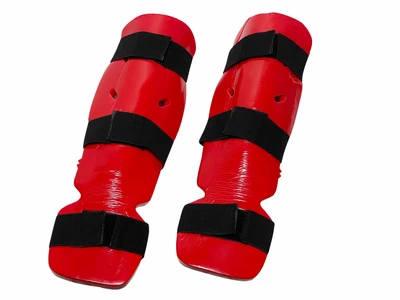 Футы защита голени и стопы для единоборств PVC красные XL (защита с футами)