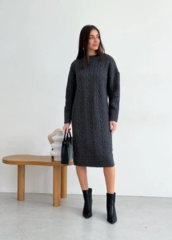 Платье Art Knit с узором жен. Оливия OVERSIZE графит