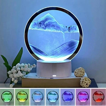 Настільний пісочний 3D нічник світильник з RGB підсвіткою 7 кольорів