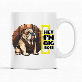 Белая кружка (чашка) с оригинальным принтом директору "Hey I'm Big Boss Dog. Привет я Большой Босс" К001679
