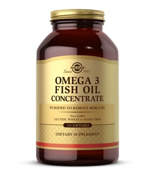 Жирні кислоти Solgar Omega-3 Fish Oil Concentate Риб'ячий жир в Капсулах концетрат 120 капсул (545108)