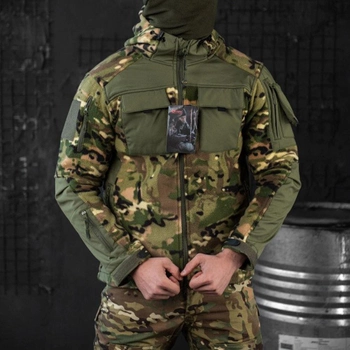 Мужская флисовая Куртка "MTK combo" с вставками Softshell мультикам размер XL