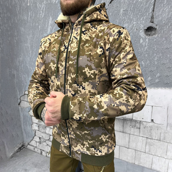 Мужская зимняя куртка Softshell с меховой подкладкой / Бушлат пиксель размер 2XL