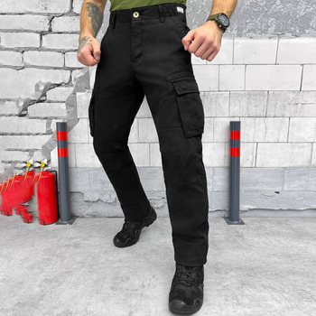Чоловічі Штани Loshan на флісі чорні / Утеплені бавовняні Брюки розмір з 7-ма кишенями 2XL 38