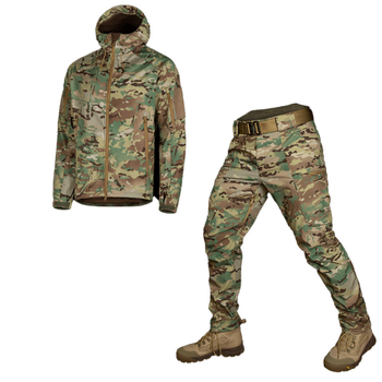 Мужской костюм Куртка + Брюки SoftShell на флисе / Демисезонный Комплект Stalker 2.0 мультикам размер 3XL