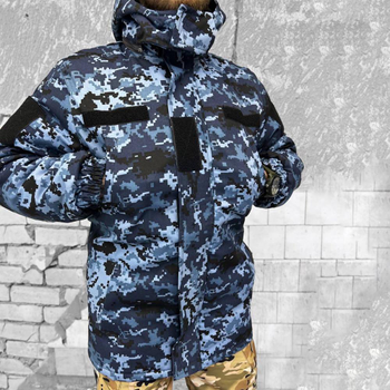Мужской бушлат на флисе "Urban Camouflage" / Зимняя куртка с силиконовым утеплителем пиксель размер XL
