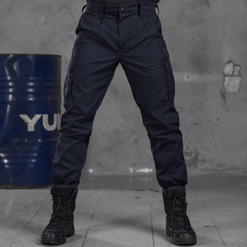 Мужские плотные Брюки с Накладными карманами / Крепкие Брюки рип-стоп синие размер 3XL