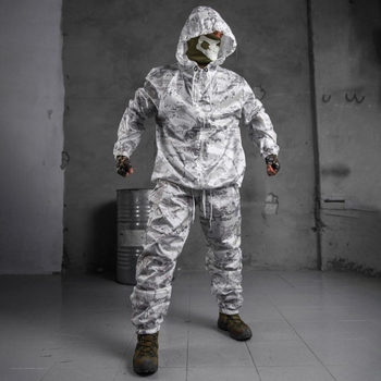 Чоловічий маскувальний костюм дощовик "Arctic" + чохол / Куртка + штани білий мультикам розмір універсальний